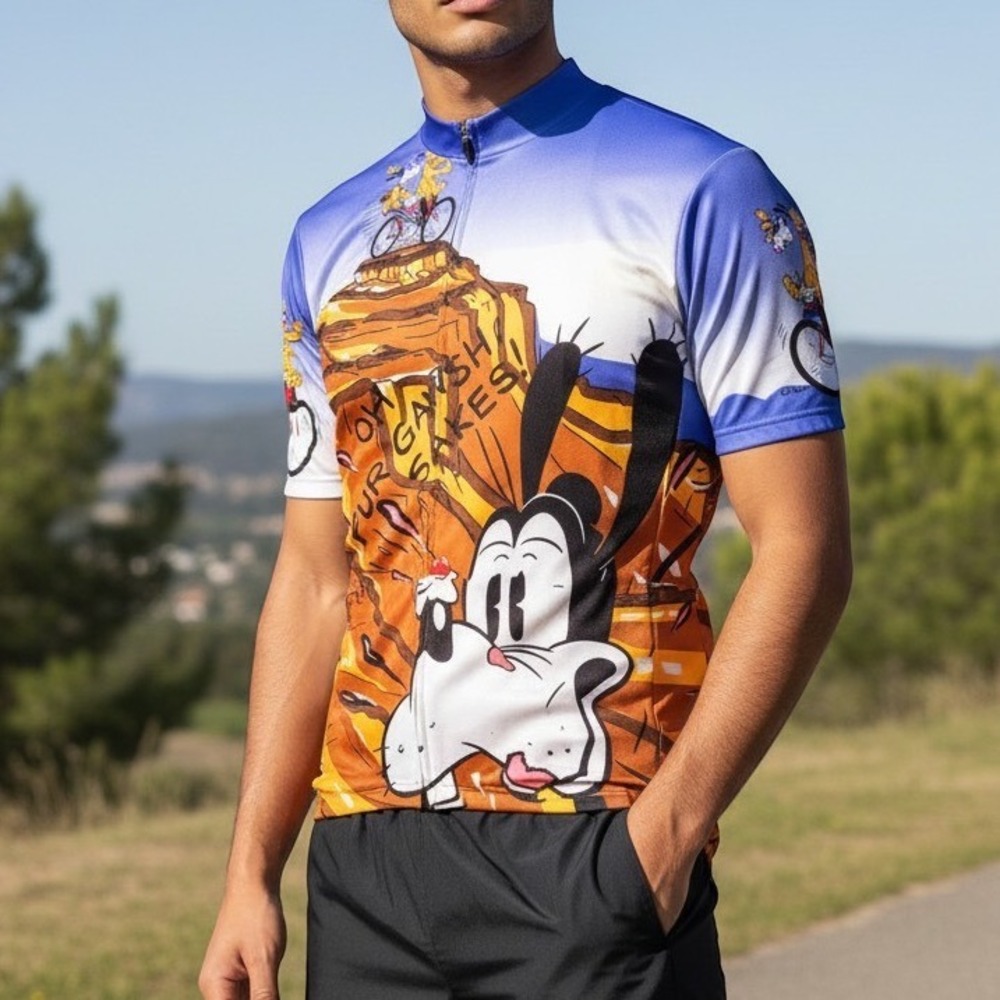 Giordana Disney Goofy Pluto Cycling Jersey Mens Blue Mountain Bike Shirt‎ Z8